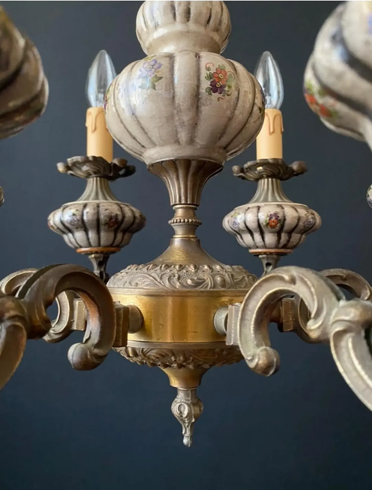 Chandelier in brass and bronze, 1960s 6