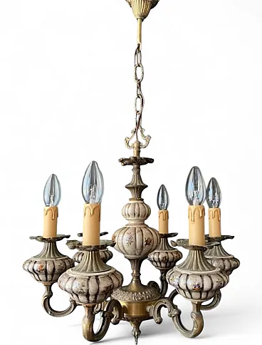 Chandelier in brass and bronze, 1960s