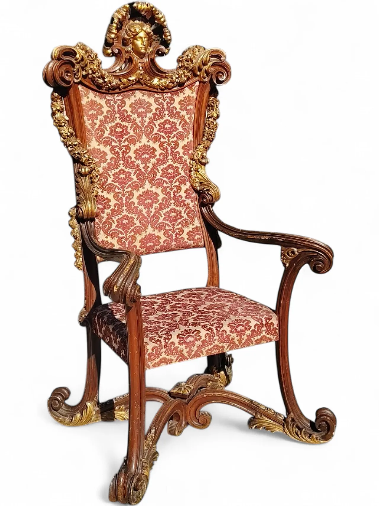 Ceremonial throne carved and gilded in wood, 19th century 12