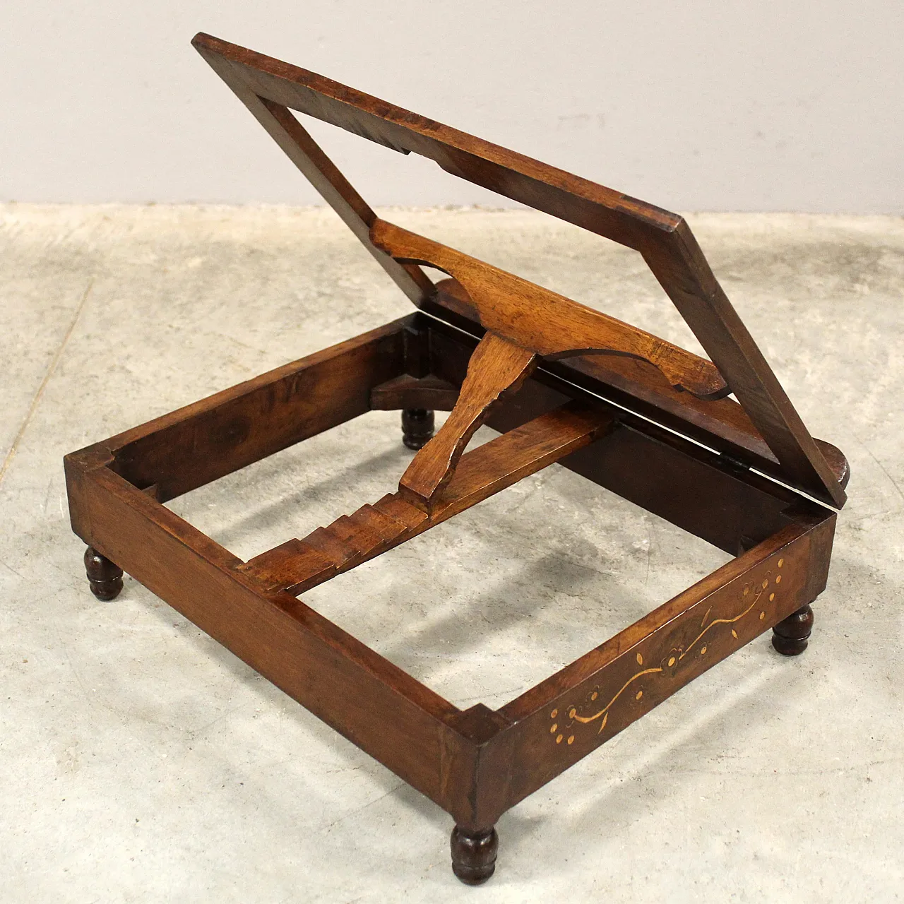 Carlo X table lectern in 19th century Italian inlaid walnut 5