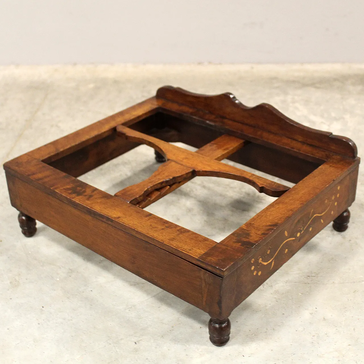 Carlo X table lectern in 19th century Italian inlaid walnut 9