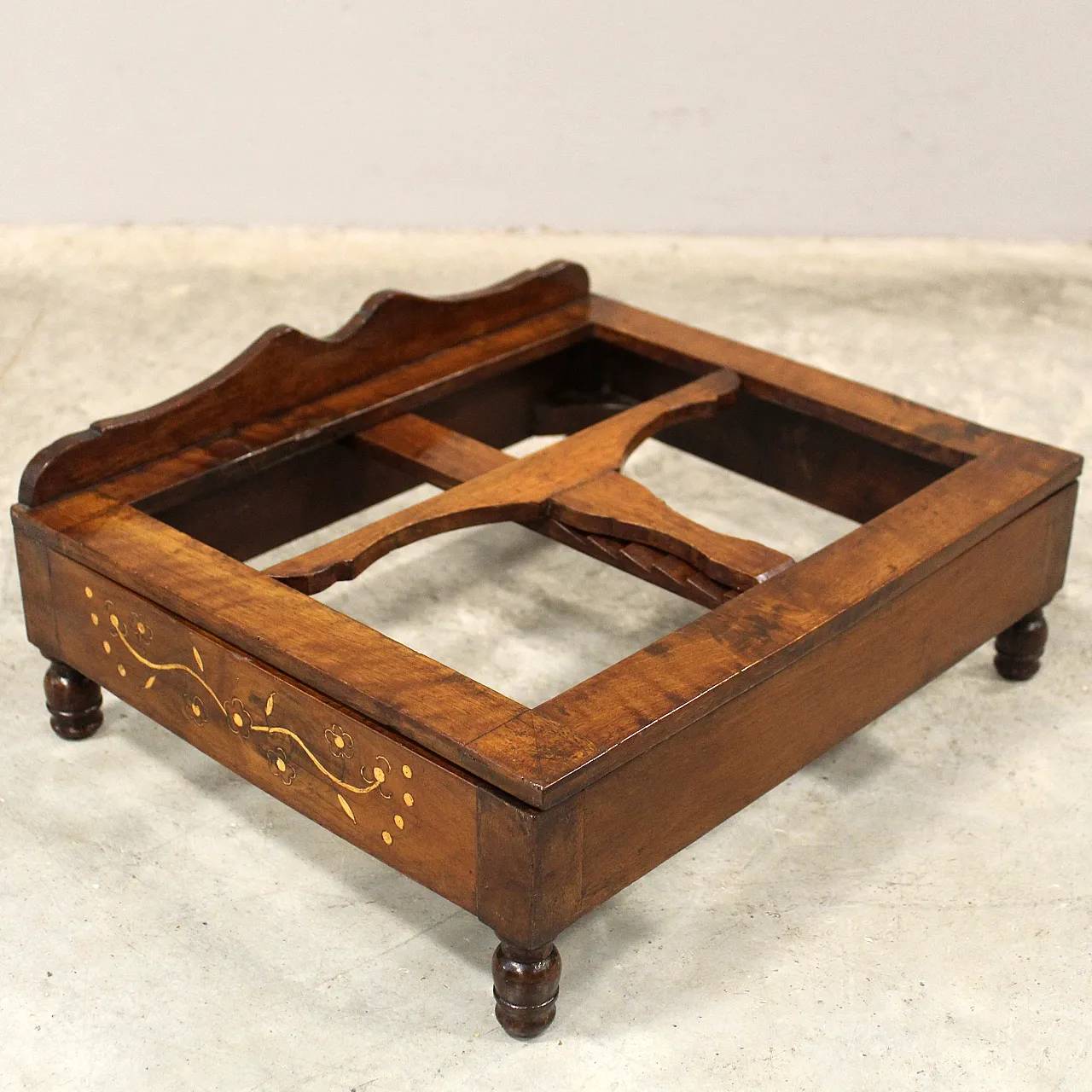 Carlo X table lectern in 19th century Italian inlaid walnut 10