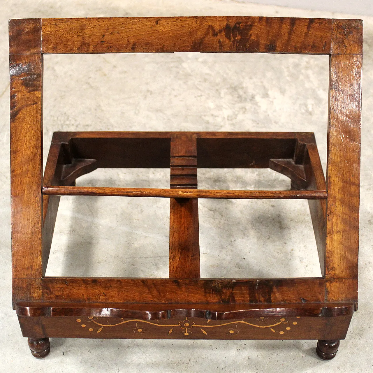 Carlo X table lectern in 19th century Italian inlaid walnut 12