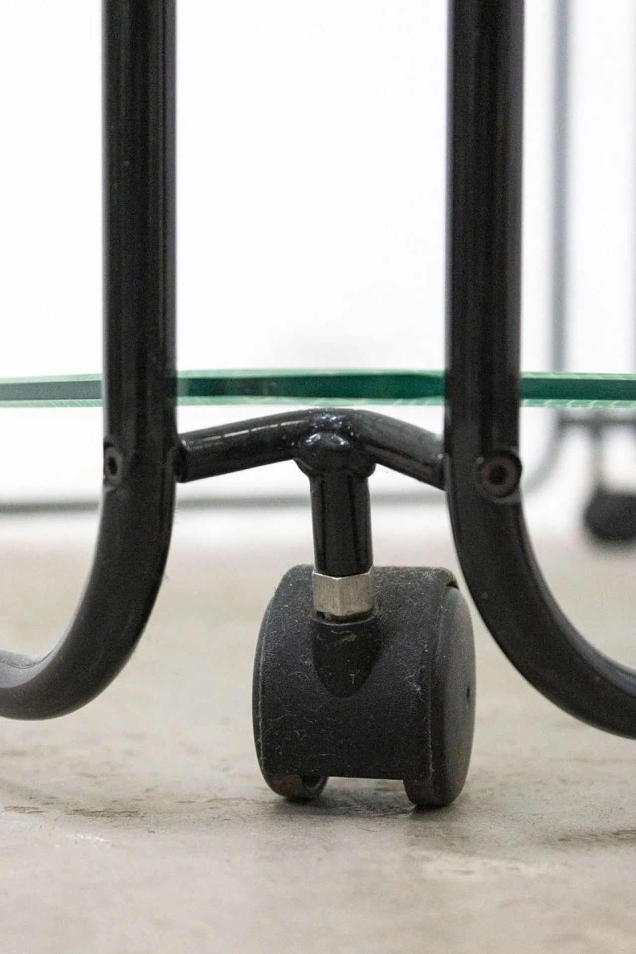 Two-tier table in metal tubing and glass, 1980s 8