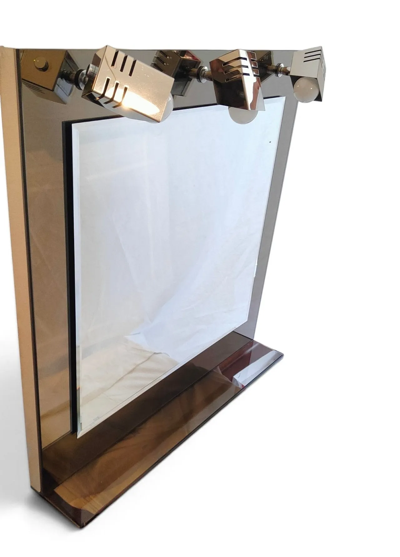 Specchio da parete con illuminazione integrata, anni '70 9