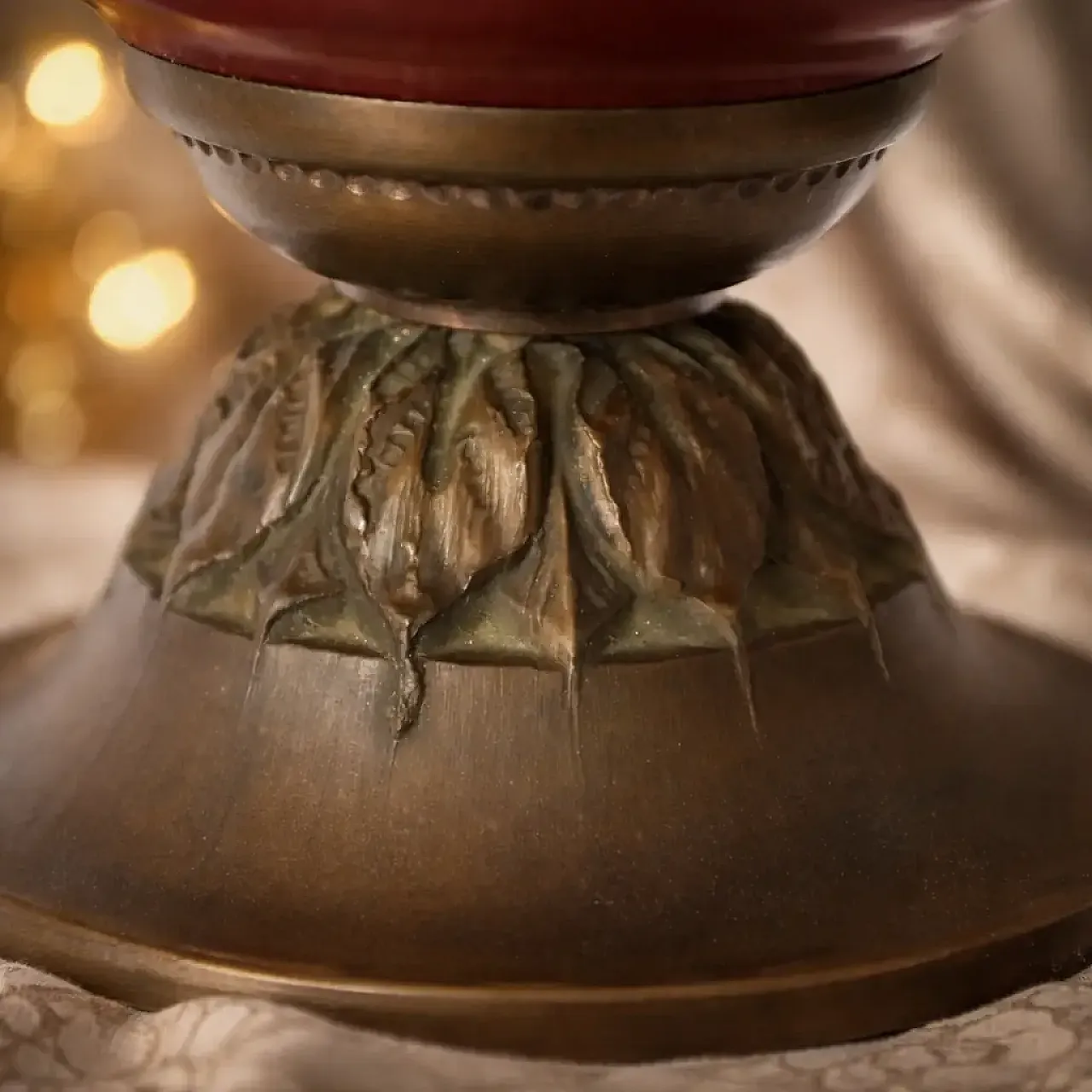 Lampada Da Tavola In Porcellana Dipinta E Bronzo Dorato, anni '50 6