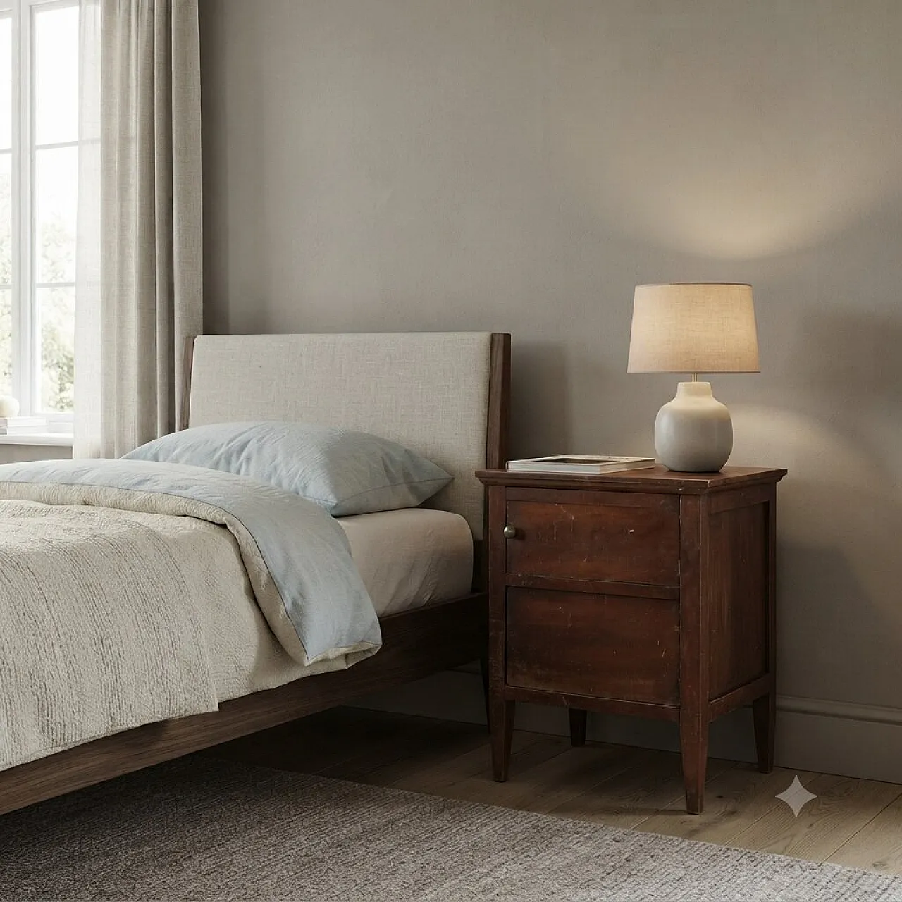 Direttorio bedside table in walnut, late 18th century 2