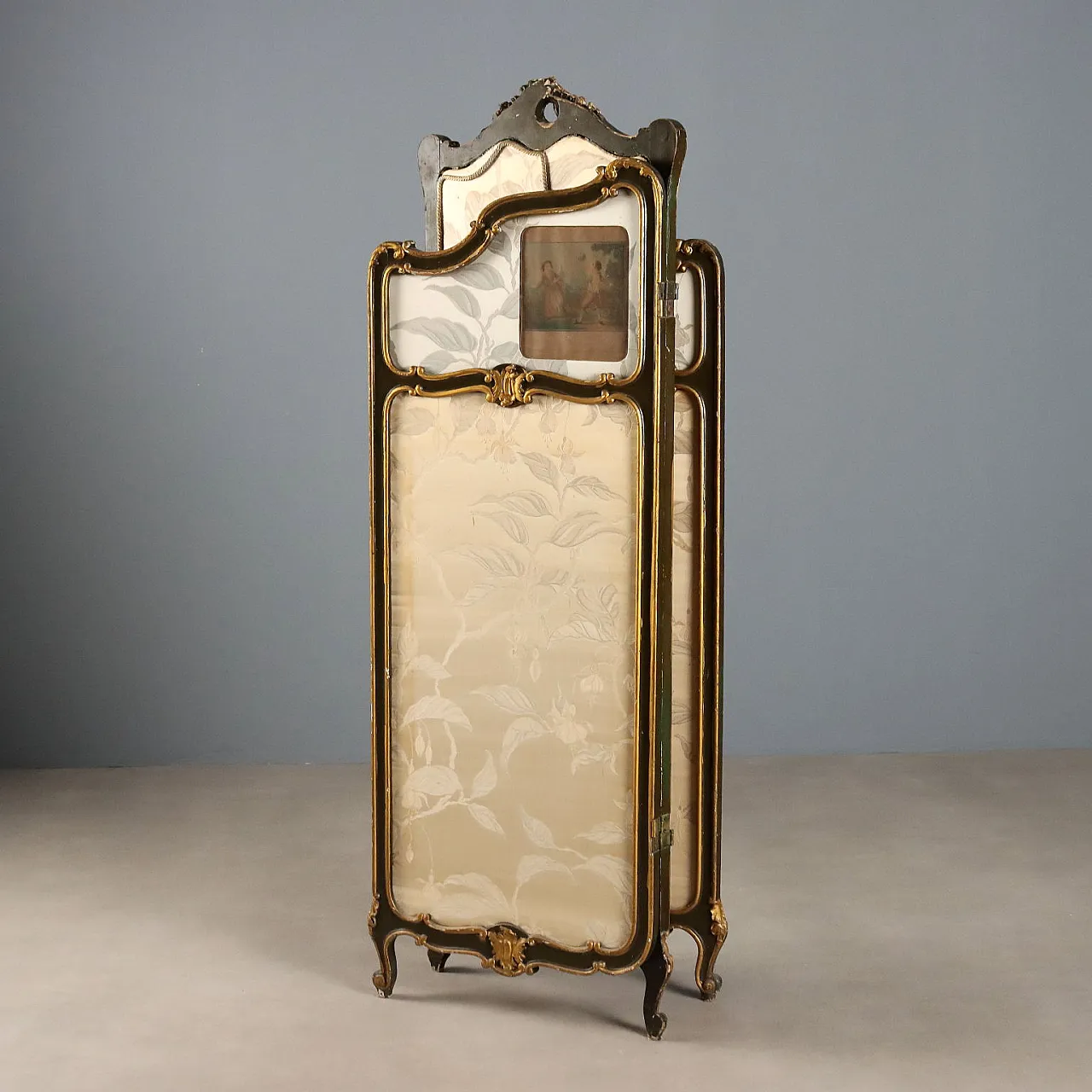 Barocchetto screen in gilded and lacquered wood, 19th century 10