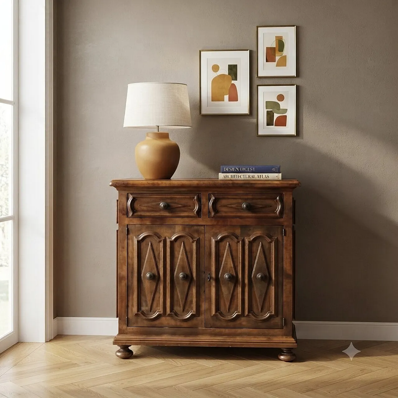 Baroque style sideboard in walnut, mid-20th century 2