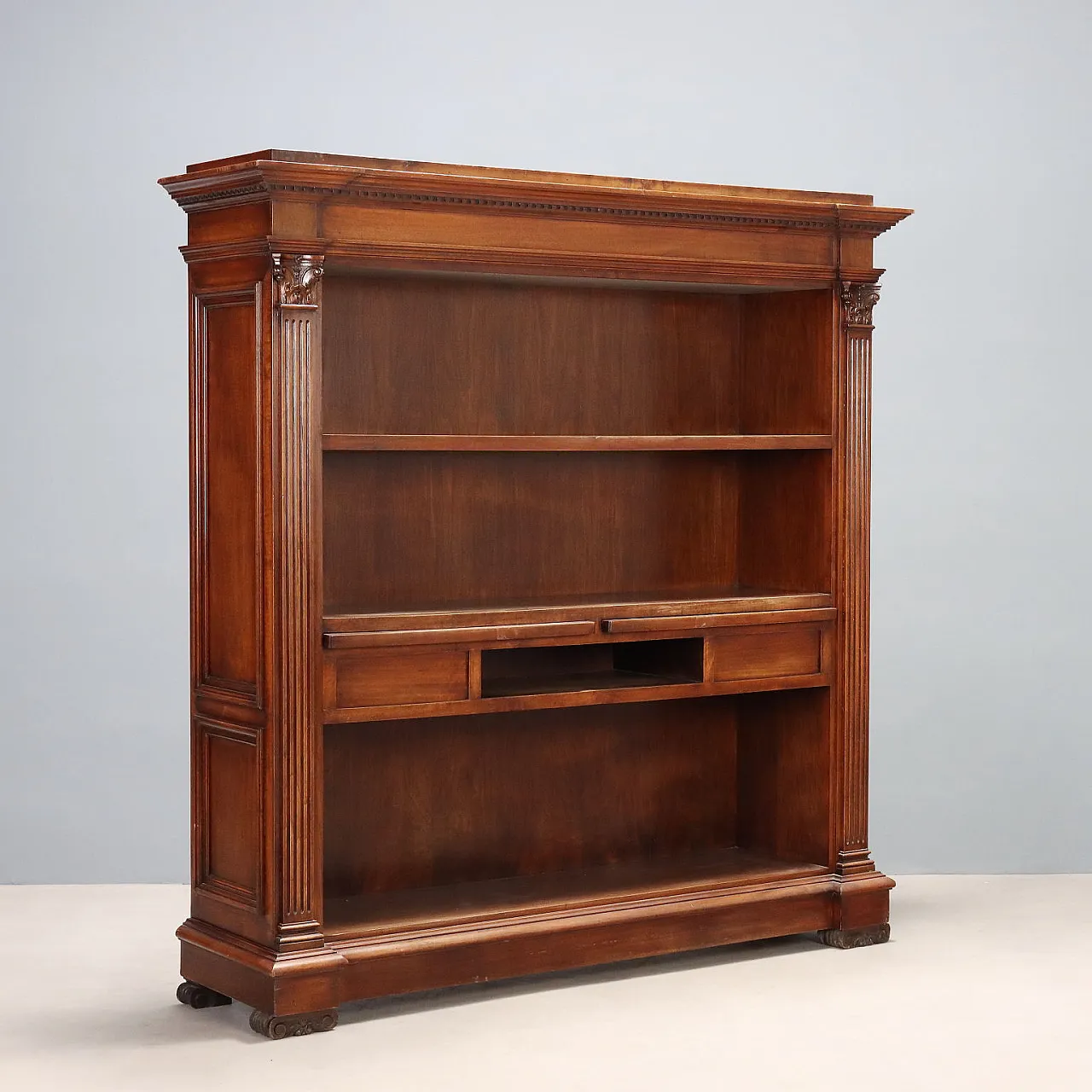 Open bookcase in walnut, early 20th century 1