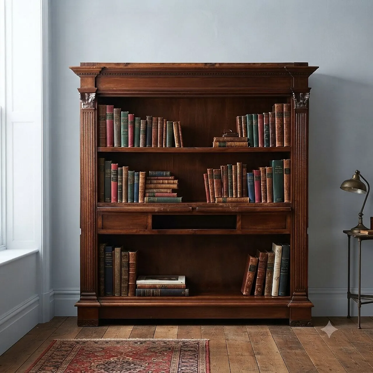 Open bookcase in walnut, early 20th century 2