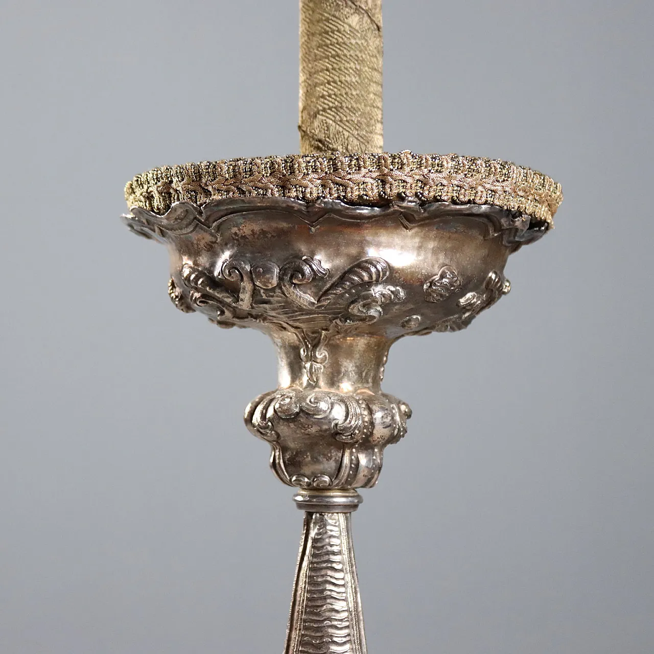 Silver plated torch holder, 19th century 4