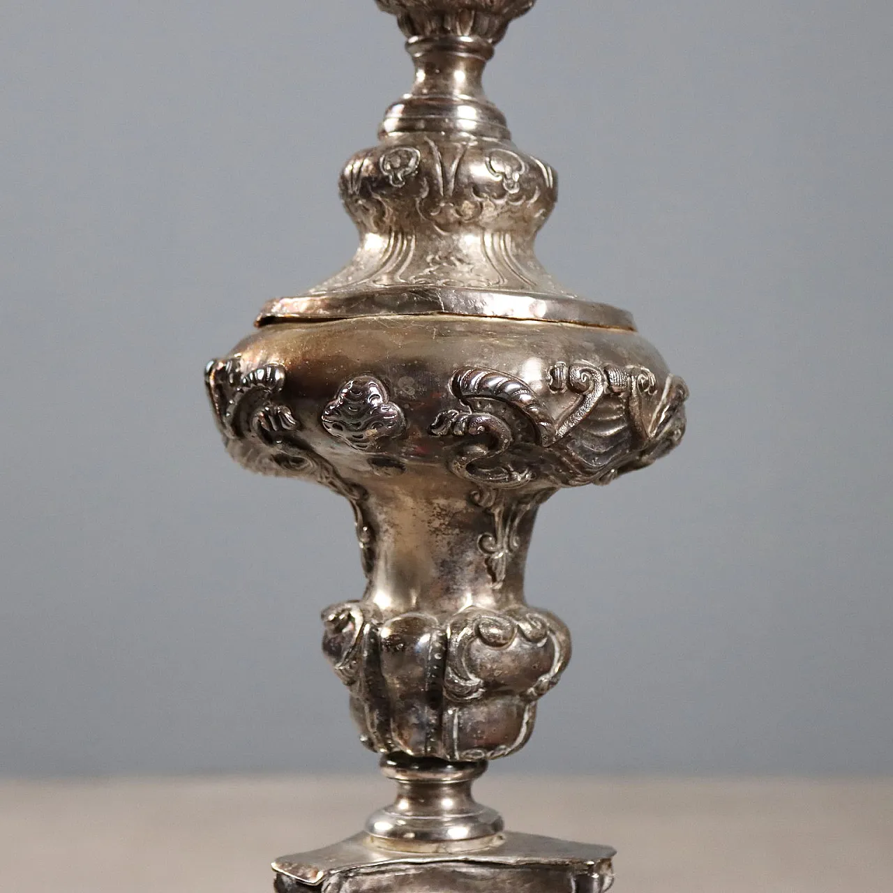 Silver plated torch holder, 19th century 8