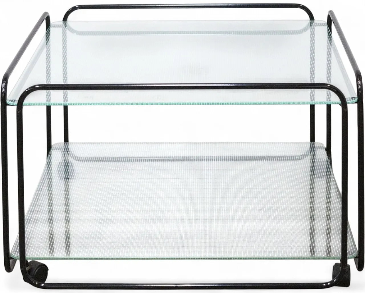 Two-tier table in metal tubing and glass, 1980s 10