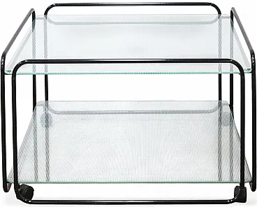 Two-tier table in metal tubing and glass, 1980s