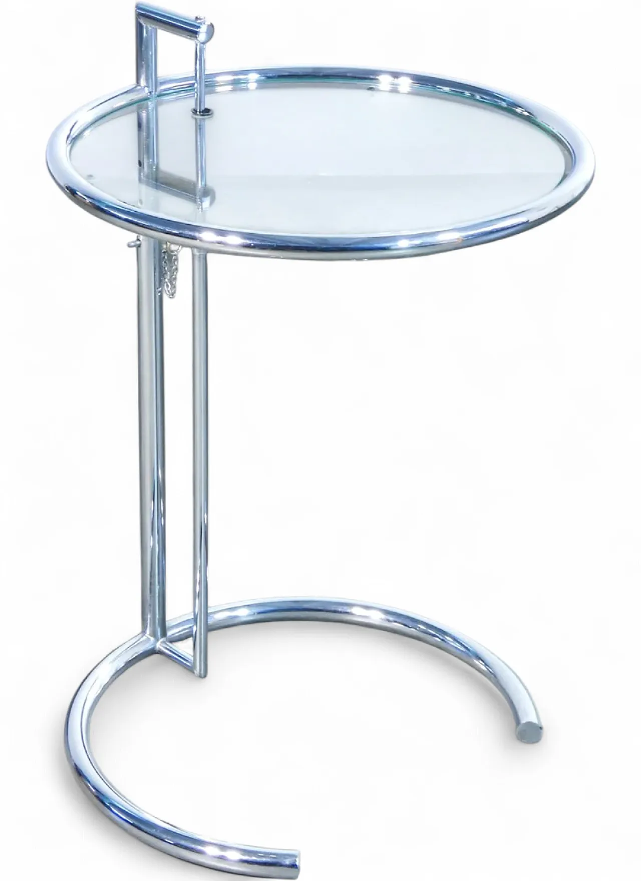 Tavolino in metallo cromato e vetro E-1027 di Eileen GRAY, fine '900 8
