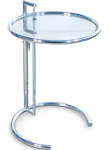 Tavolino in metallo cromato e vetro E-1027 di Eileen GRAY, fine '900