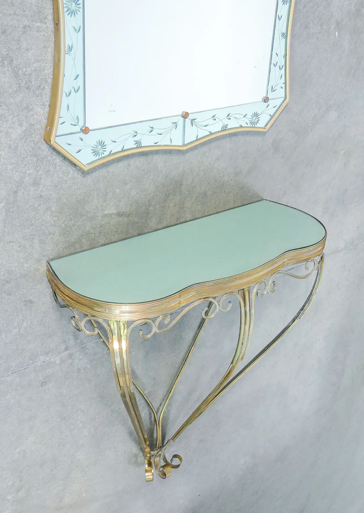 Consolle con specchio di CRISTAL ART, anni '50 2