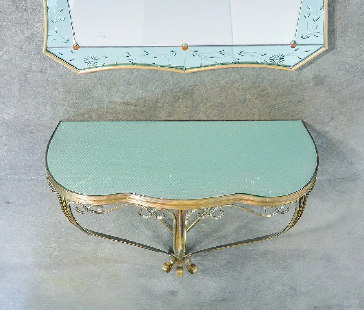 Consolle con specchio di CRISTAL ART, anni '50 7