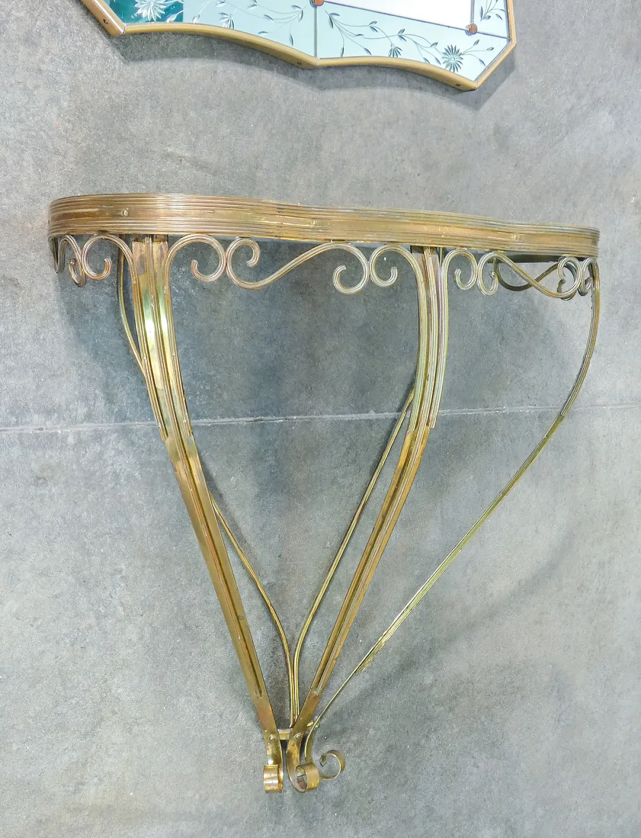Consolle con specchio di CRISTAL ART, anni '50 8