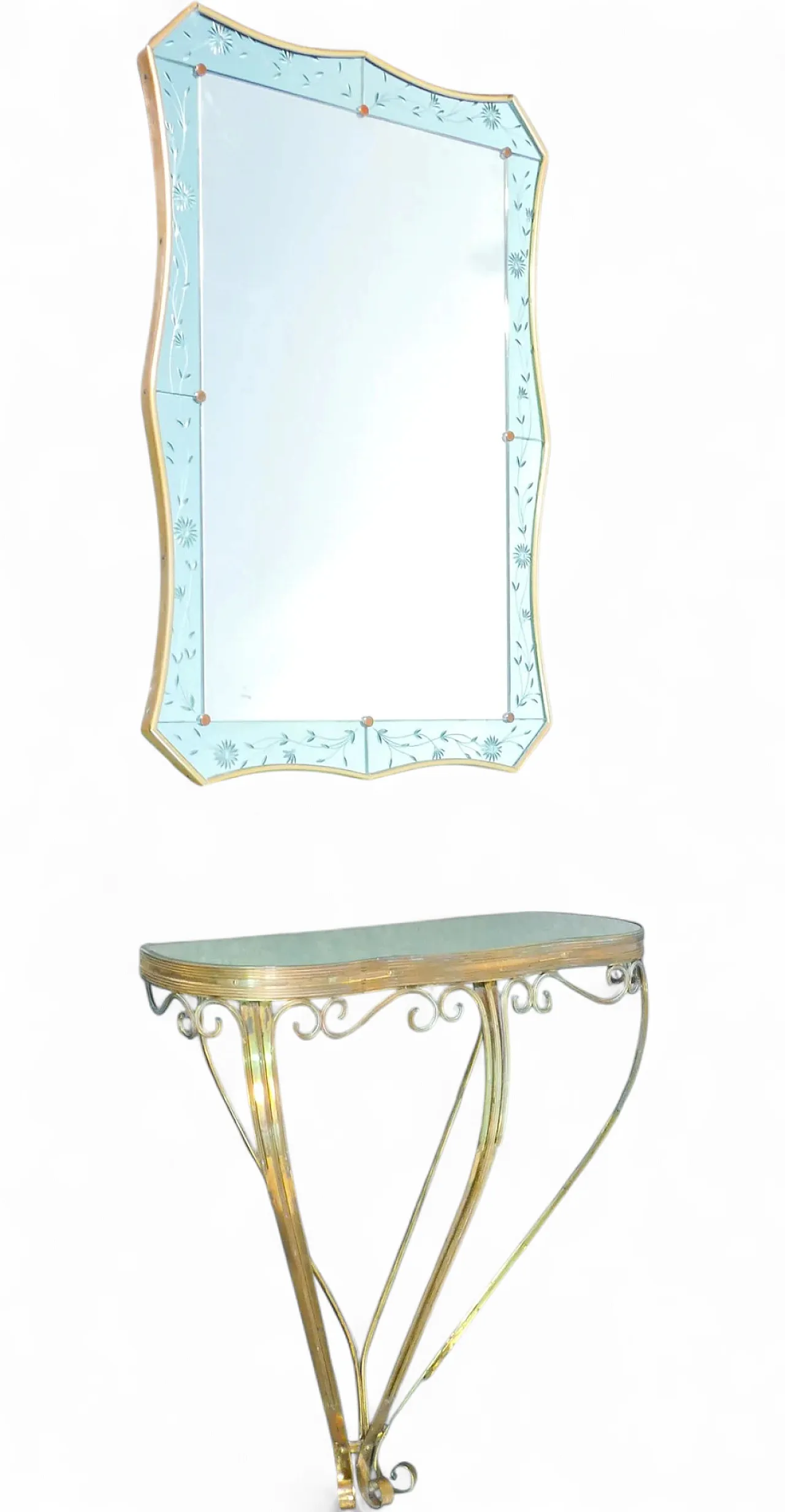 Consolle con specchio di CRISTAL ART, anni '50 12