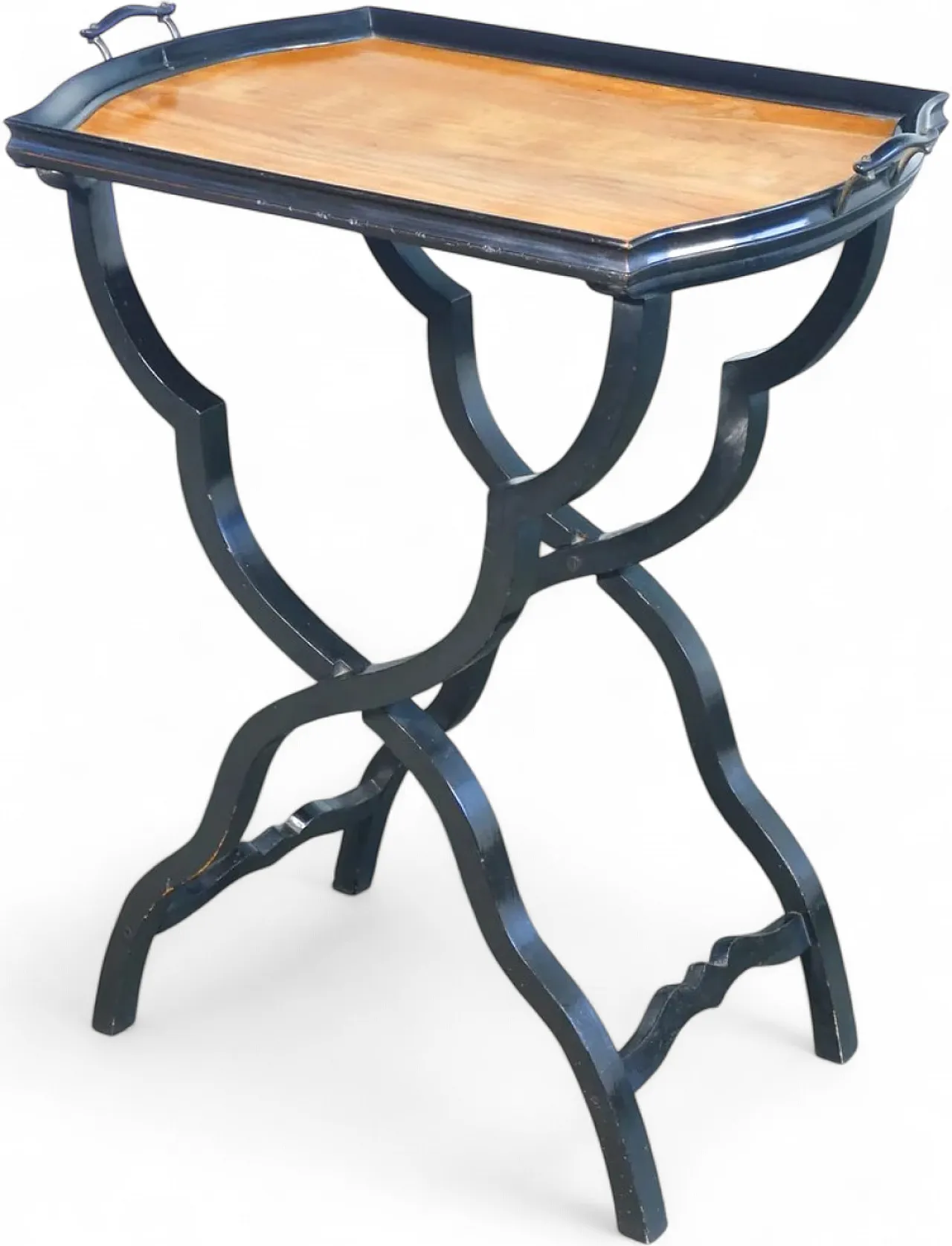 Tavolino pieghevole con vassoio estraibile, in legno laccato, '800 20