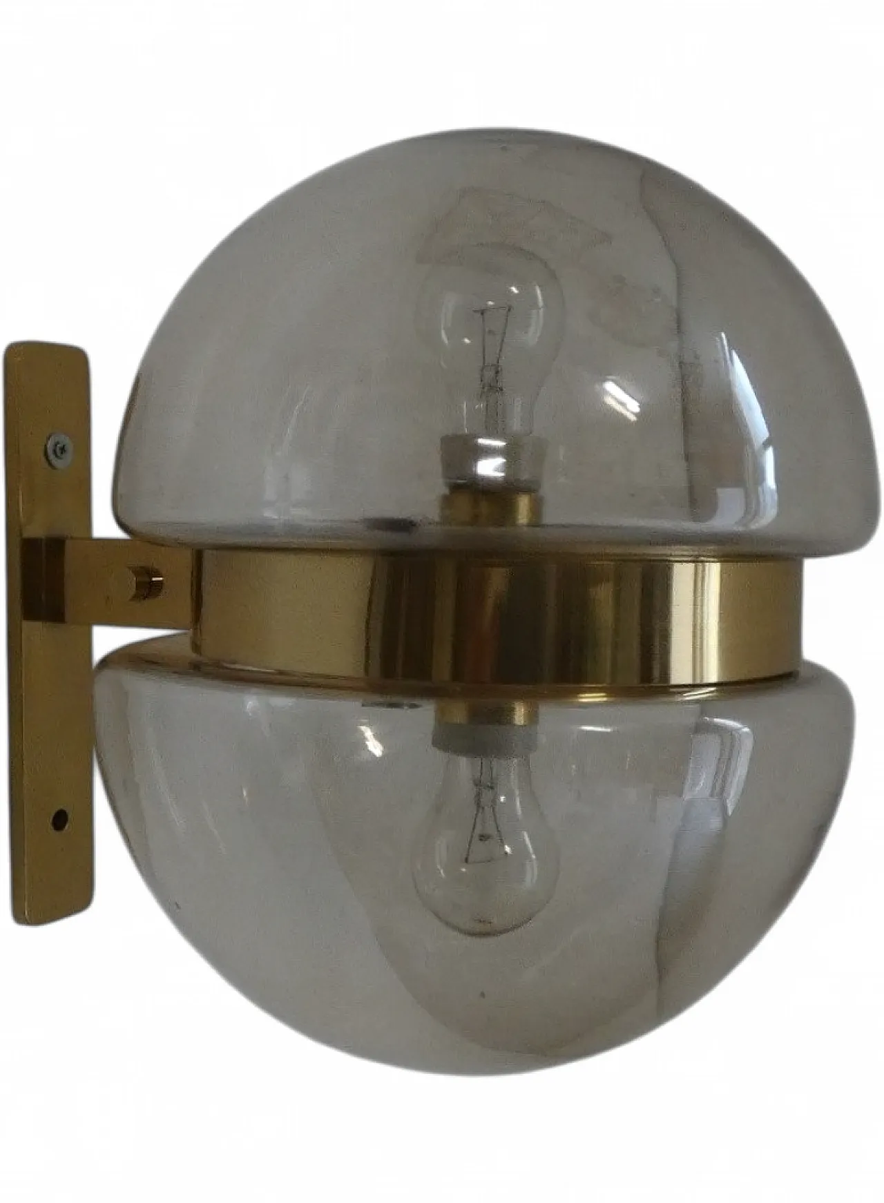 German Amber Glass and Brass Wall Lamp from Peill & Putzler, 1960s 19