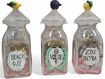 3 Murano blown glass apothecary jars, early 20th century
