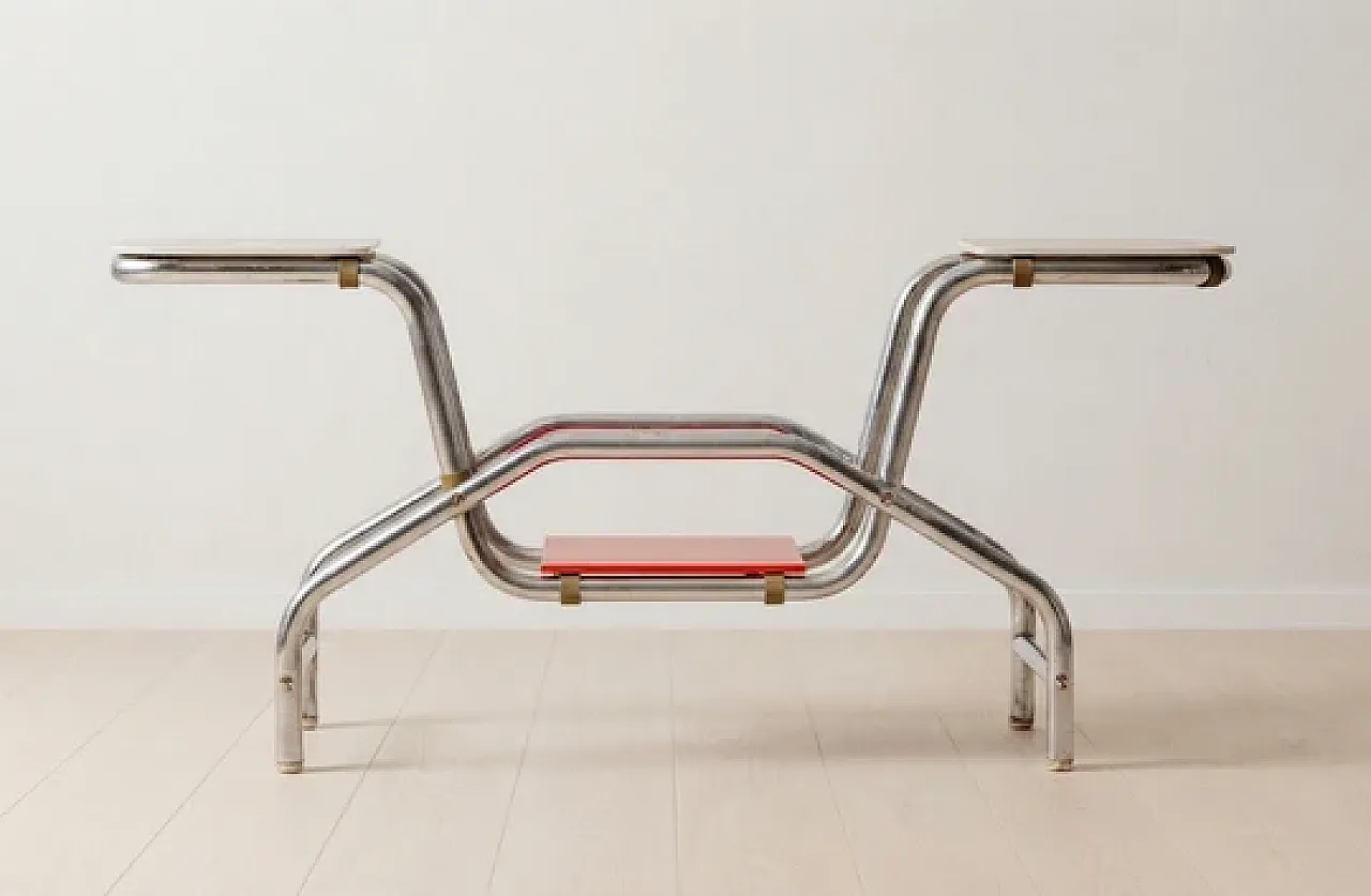Supporto tubolare in acciaio e vetro Bauhaus, '900 3