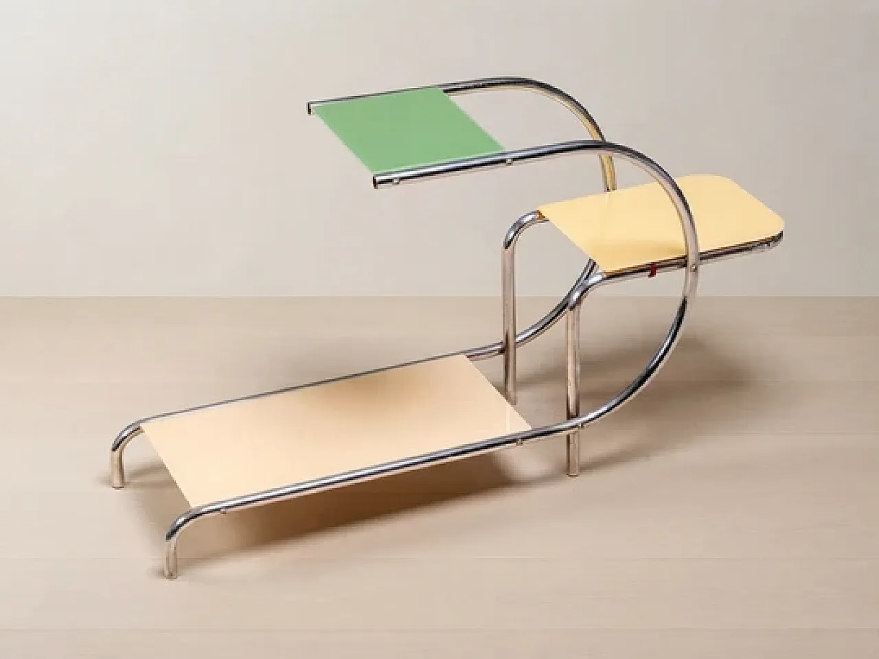 Flower stand by Emile Guyot in steel and glass, mid-20th century 1