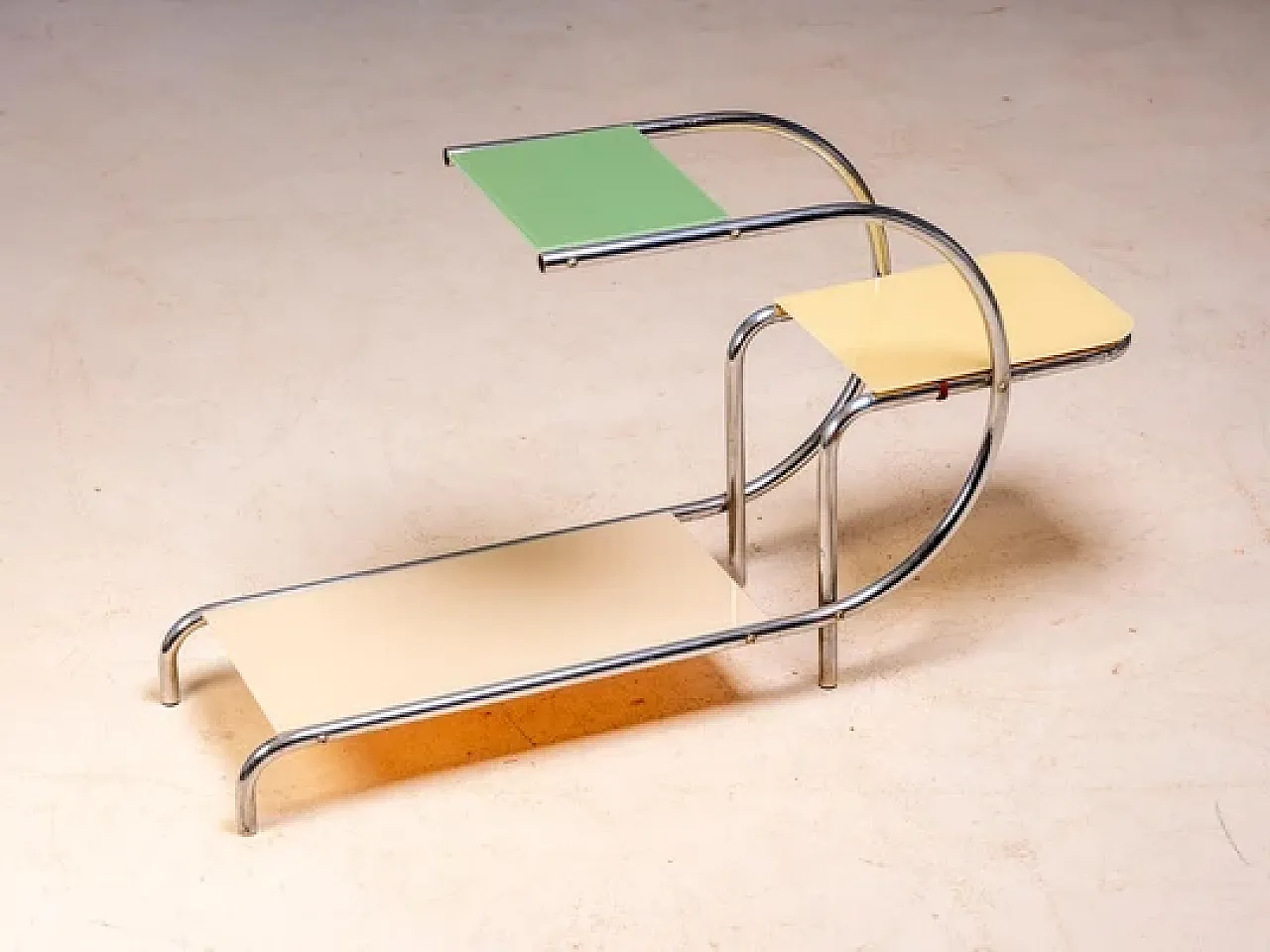 Flower stand by Emile Guyot in steel and glass, mid-20th century 3