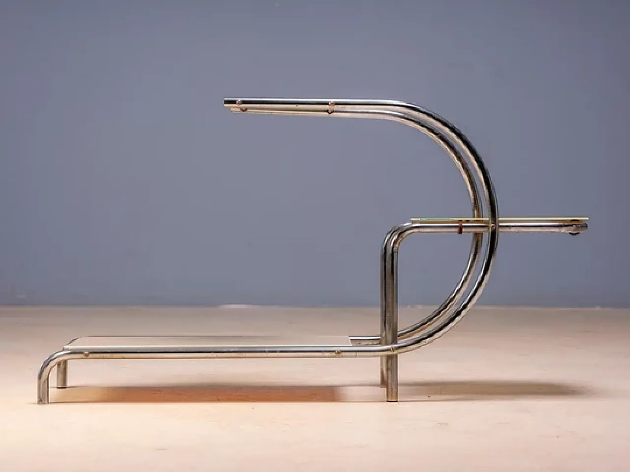 Flower stand by Emile Guyot in steel and glass, mid-20th century 5