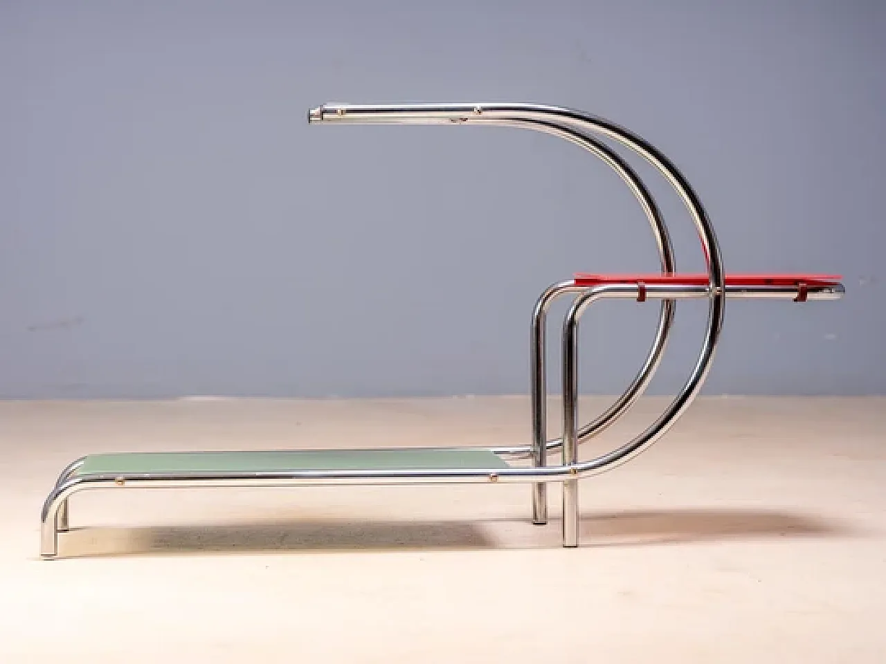 Tubular steel and glass Flower stand by Emile Guyot mid-20th century 4