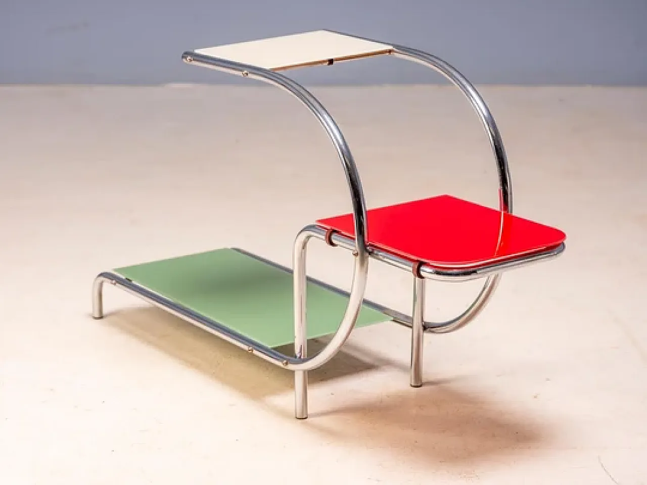 Tubular steel and glass Flower stand by Emile Guyot mid-20th century 5