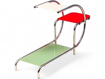 Tubular steel and glass Flower stand by Emile Guyot mid-20th century