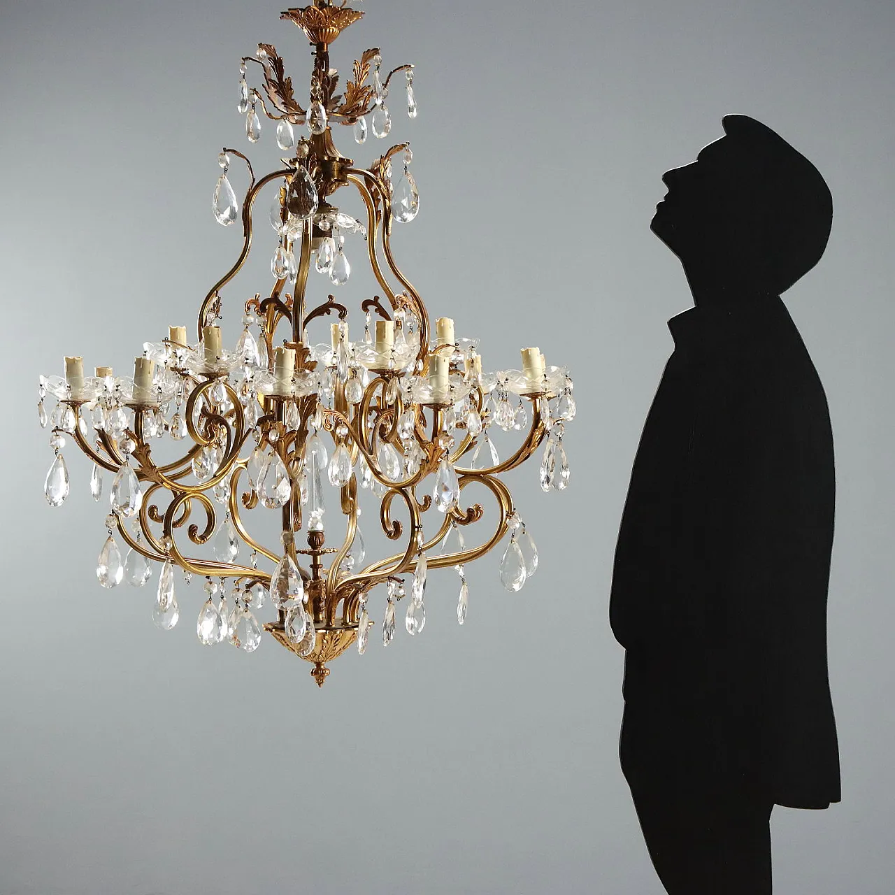 Lampadario in bronzo dorato, '900 2