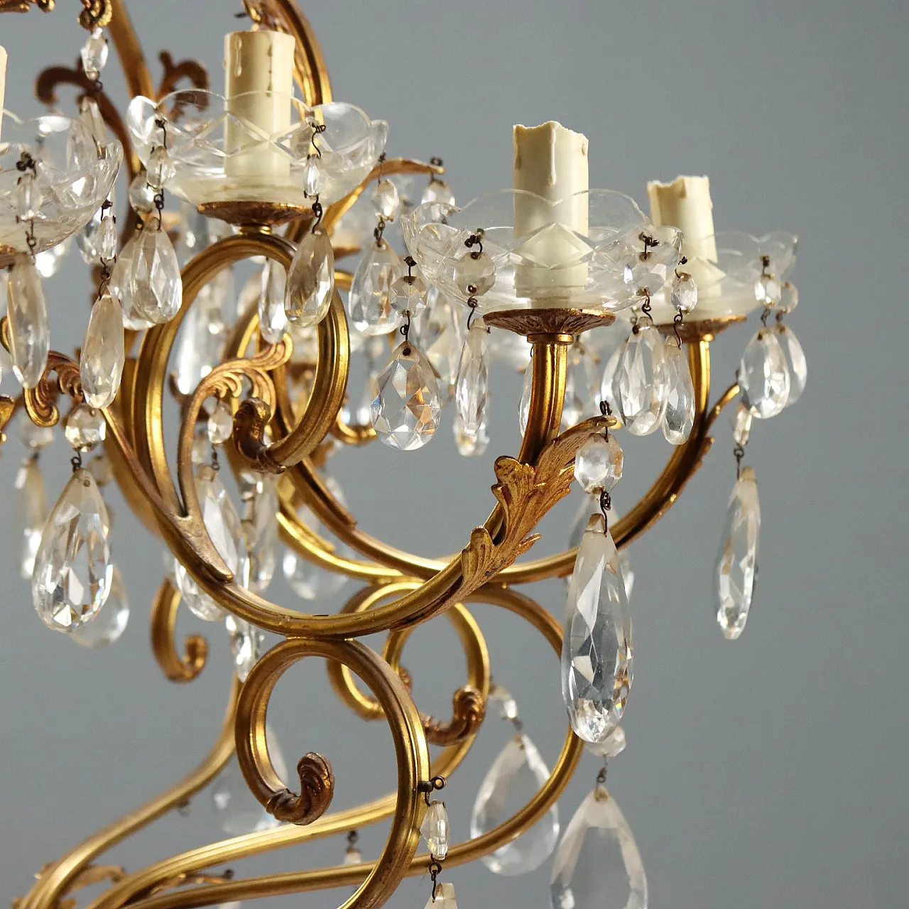 Lampadario in bronzo dorato, '900 3