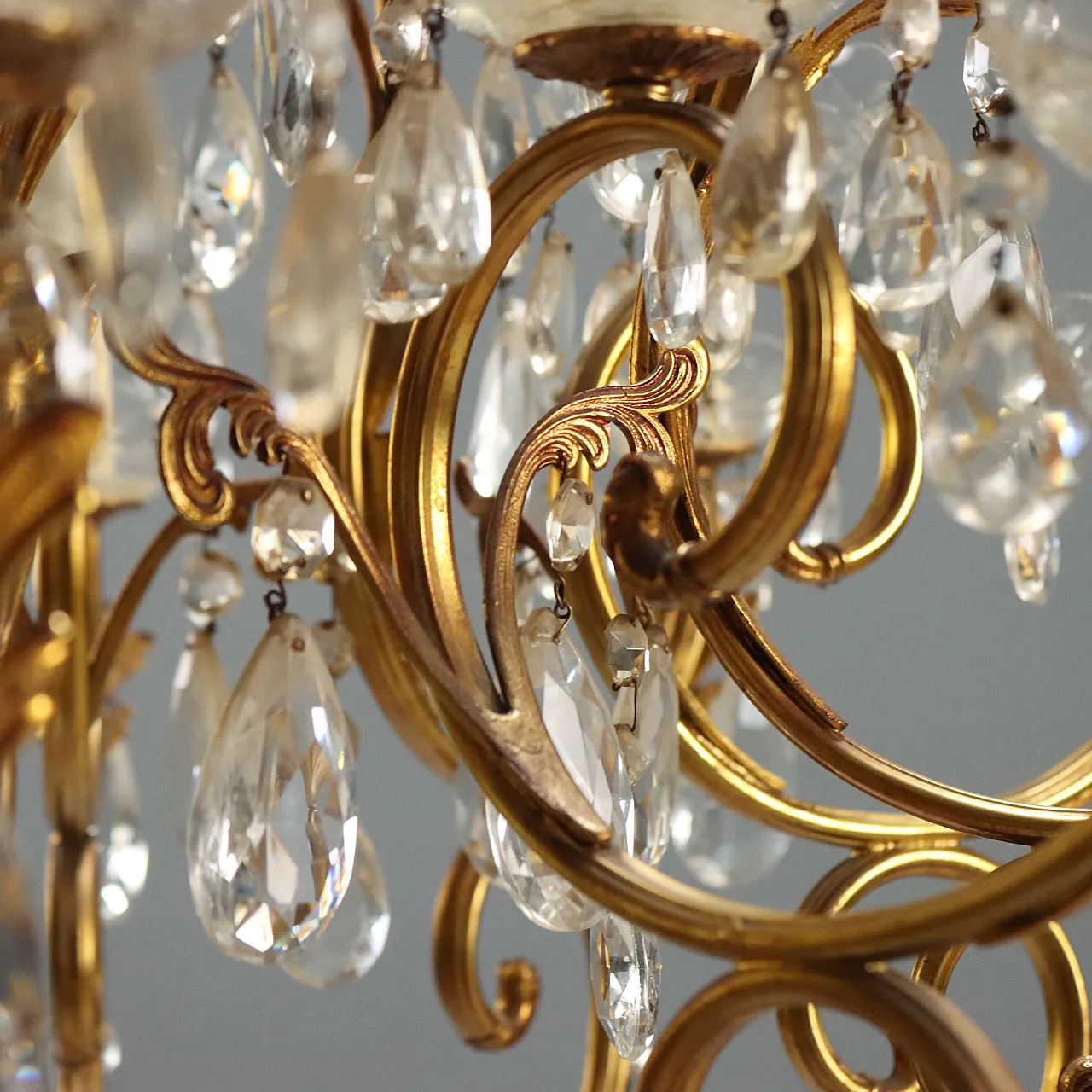 Lampadario in bronzo dorato, '900 4