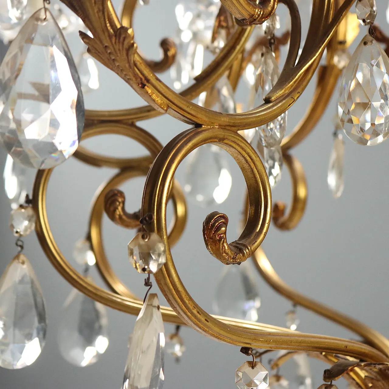 Lampadario in bronzo dorato, '900 5