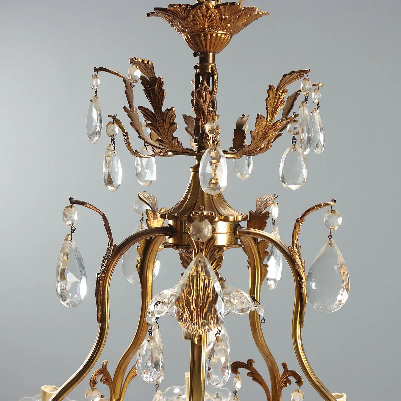 Lampadario in bronzo dorato, '900 6