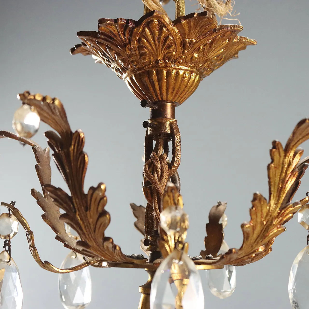 Lampadario in bronzo dorato, '900 7