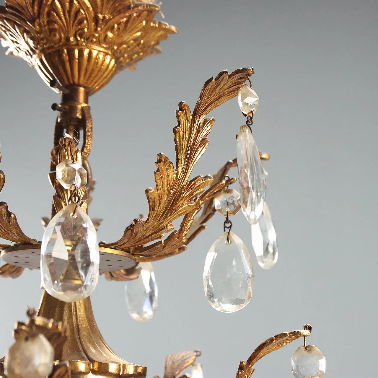 Lampadario in bronzo dorato, '900 8
