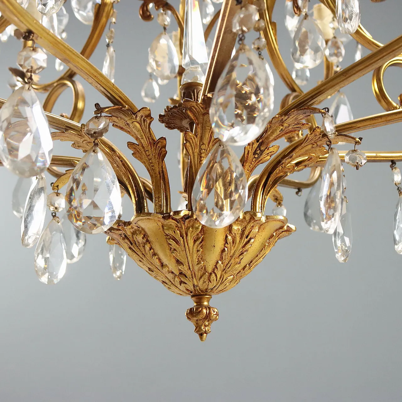 Lampadario in bronzo dorato, '900 9