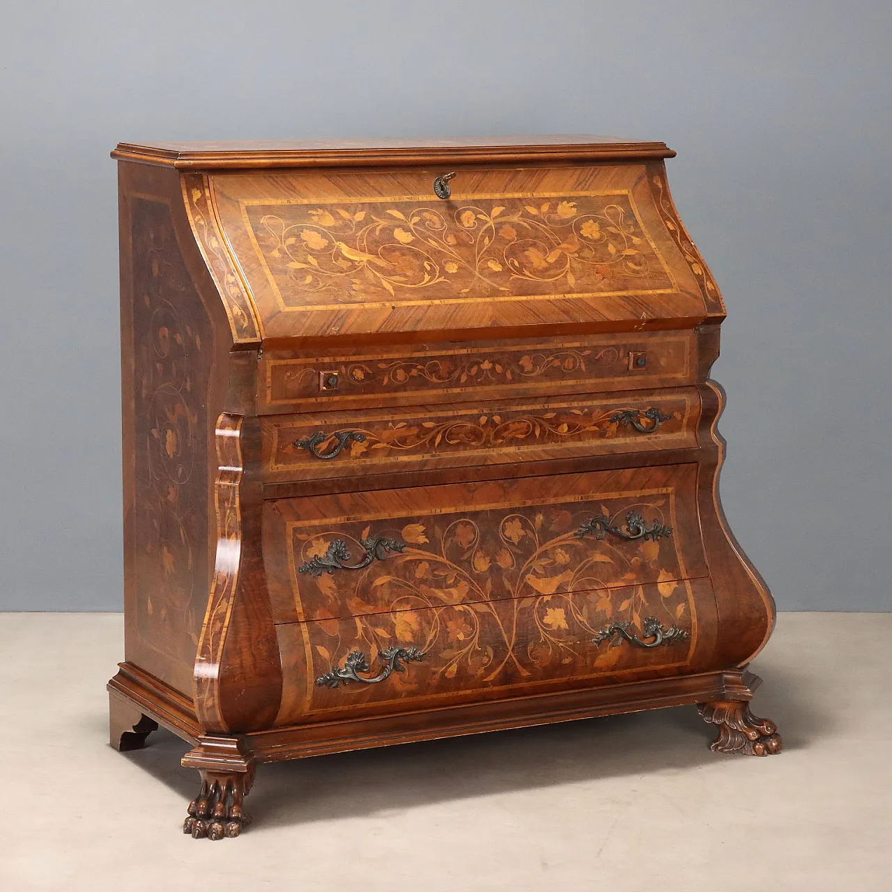 Ribalta olandese in stile con intarsi floreali, '900 1