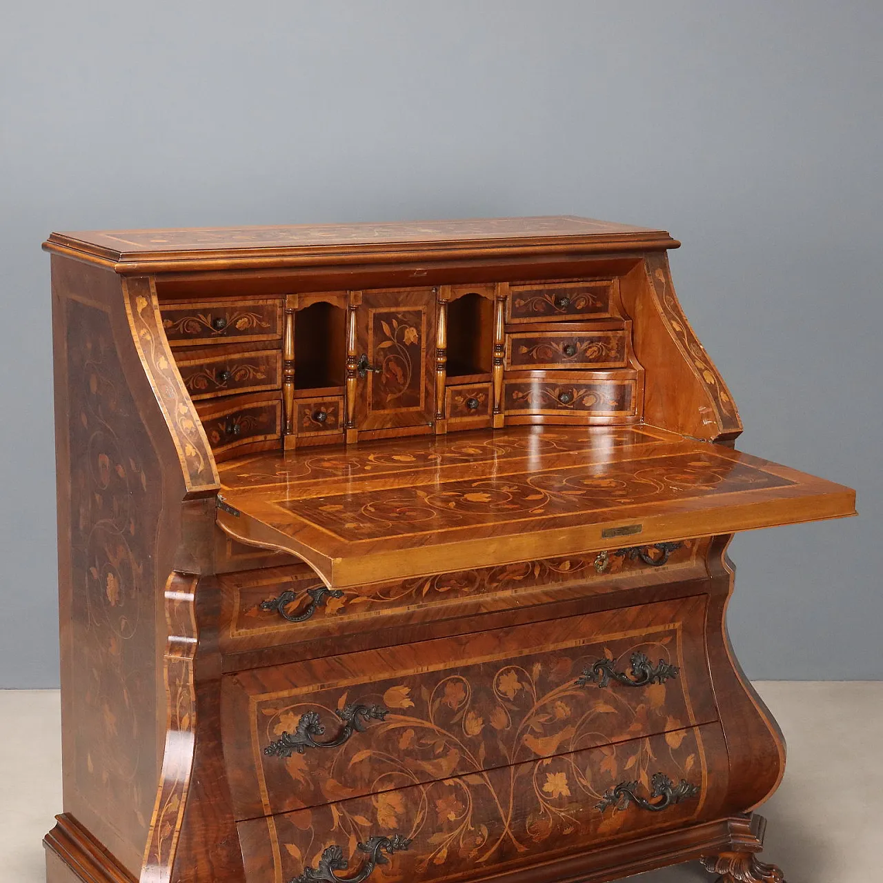 Ribalta olandese in stile con intarsi floreali, '900 4
