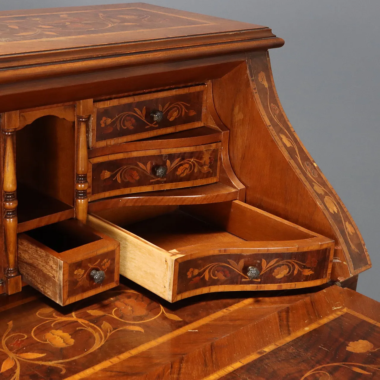 Ribalta olandese in stile con intarsi floreali, '900 7
