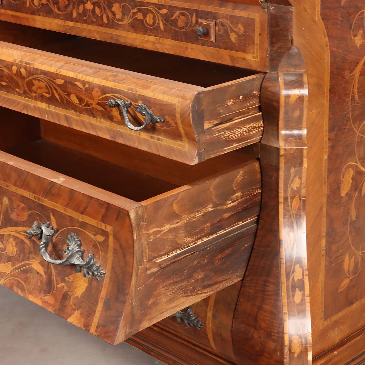 Ribalta olandese in stile con intarsi floreali, '900 10