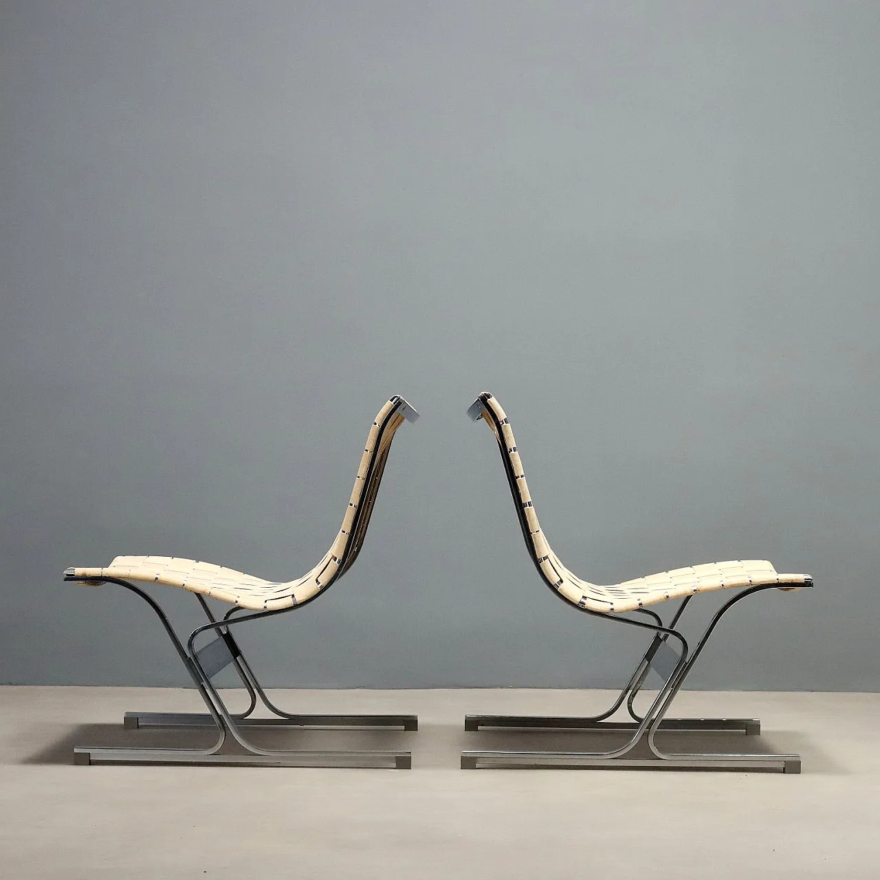 Pair of PLR 1 armchairs by Ross Littel for ICF, 1970s 4