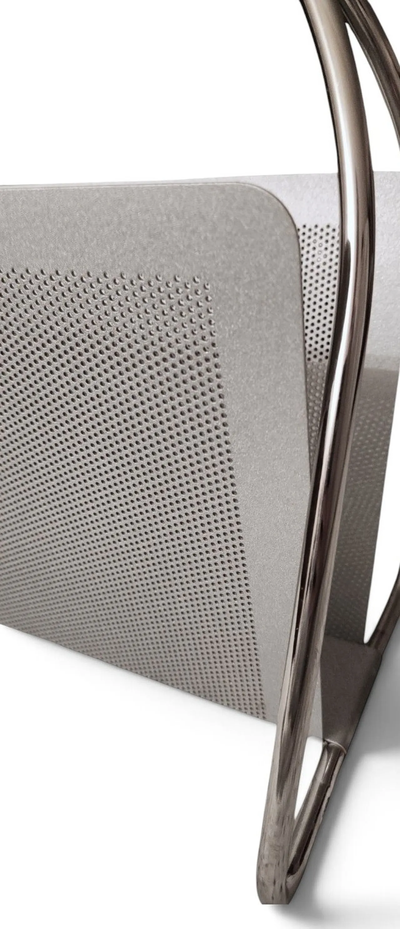 Magazine rack Marius Mascagni in perforated and tubular metal, 1960s 3