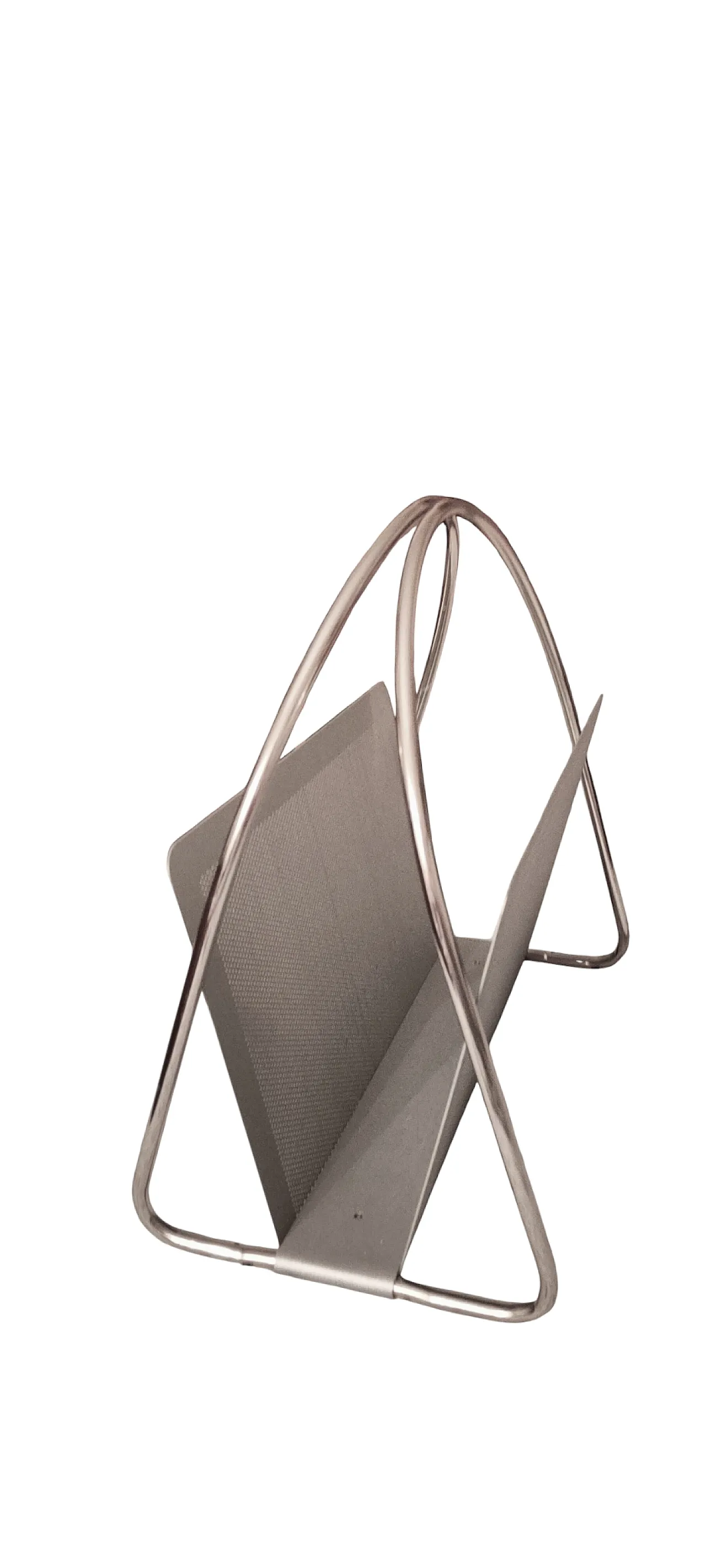 Magazine rack Marius Mascagni in perforated and tubular metal, 1960s 4